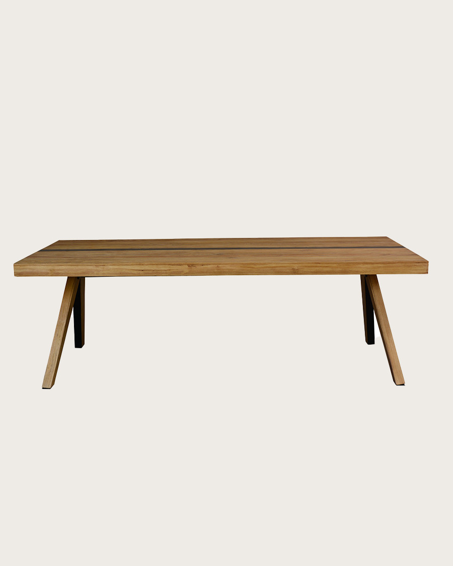 Ningbo - Table repas en teck massif L180 cm 8 pers.