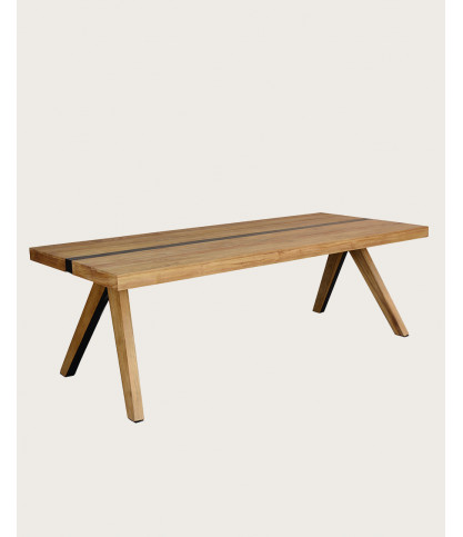 Ningbo - Table repas en teck massif L180 cm 8 pers.