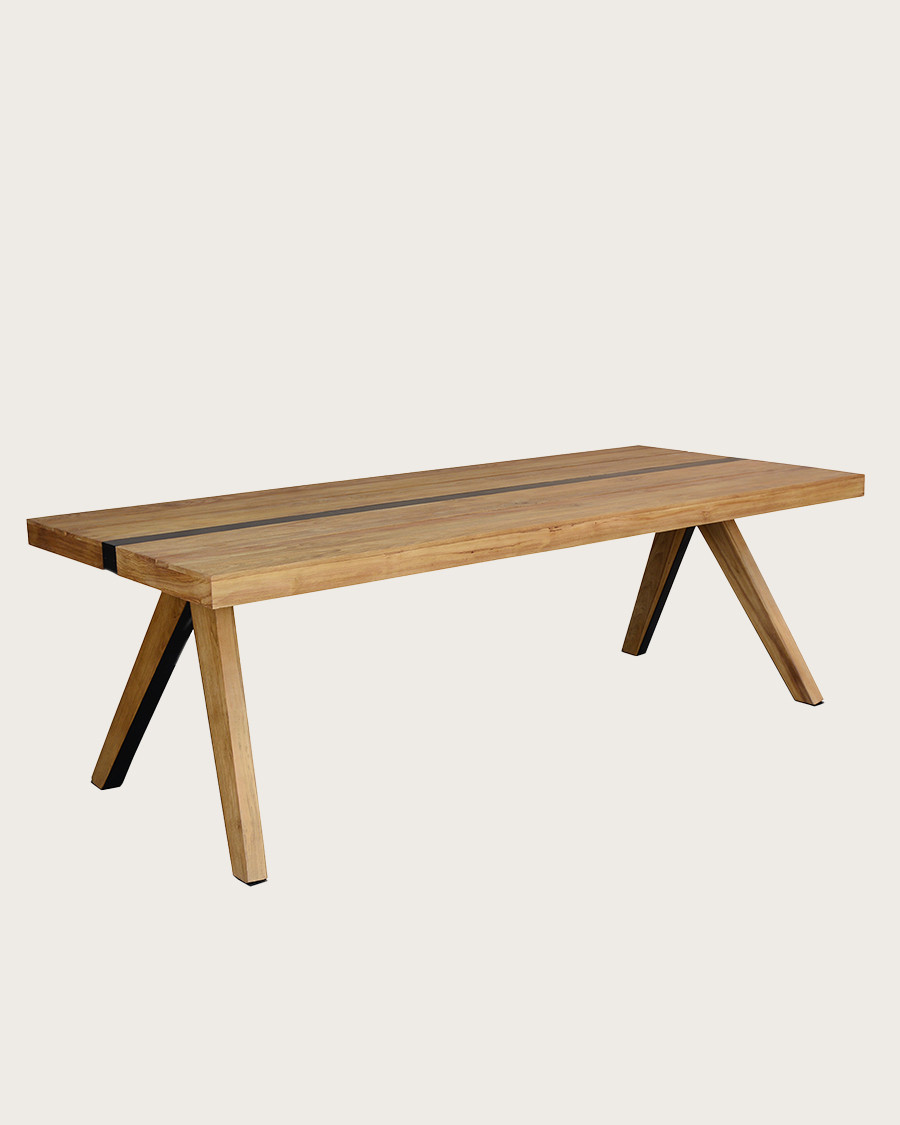 Ningbo - Table repas en teck massif L180 cm 8 pers.