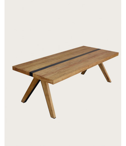 Ningbo - Table repas en teck massif L180 cm 8 pers.