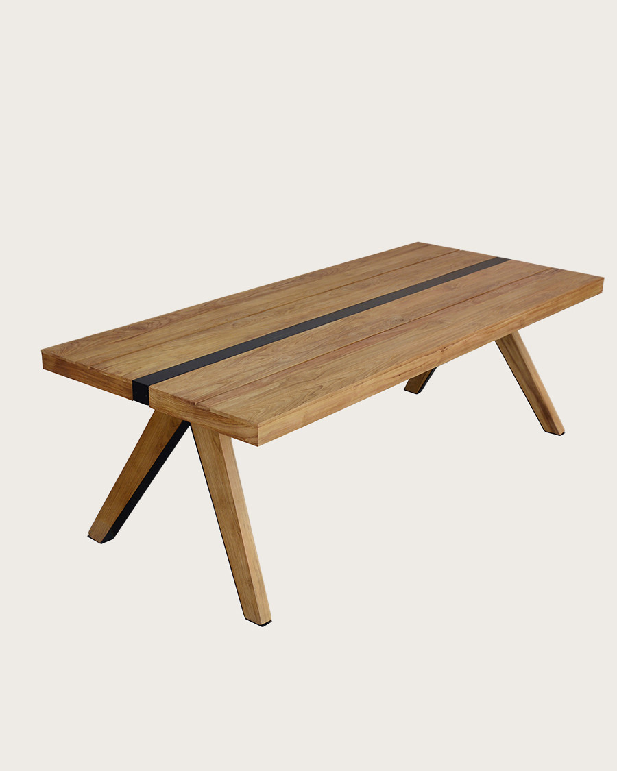 Ningbo - Table repas en teck massif L180 cm 8 pers.