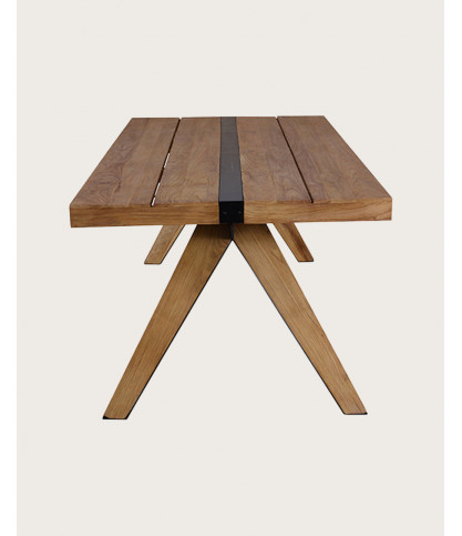 Ningbo - Table repas en teck massif L180 cm 8 pers.
