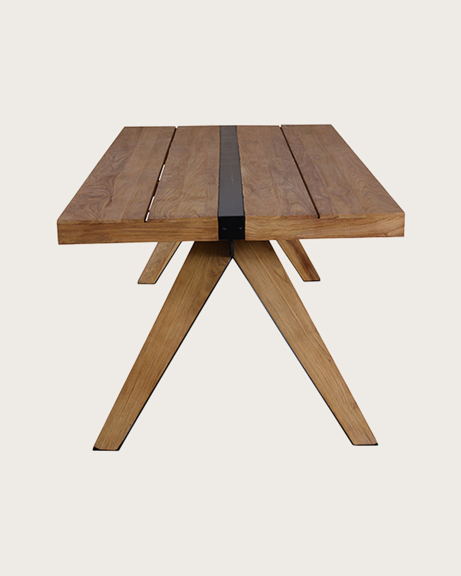 Ningbo - Table repas en teck massif L180 cm 8 pers.