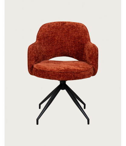 Elba - Chaise en tissu terracotta et pieds métal