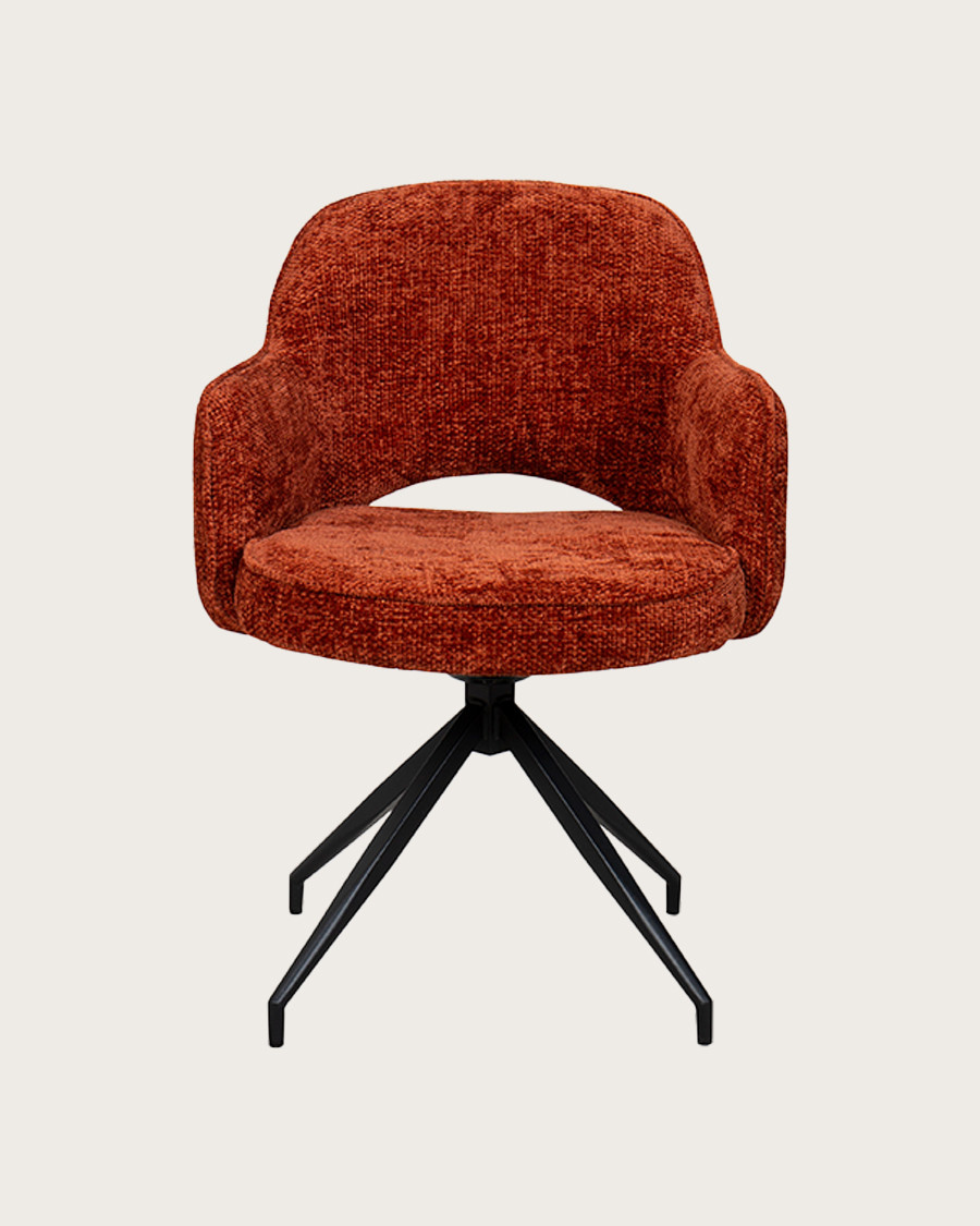 Elba - Lot de 2 chaises en tissu terracotta et pieds métal