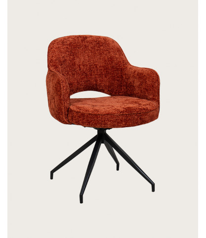 Elba - Chaise en tissu terracotta et pieds métal