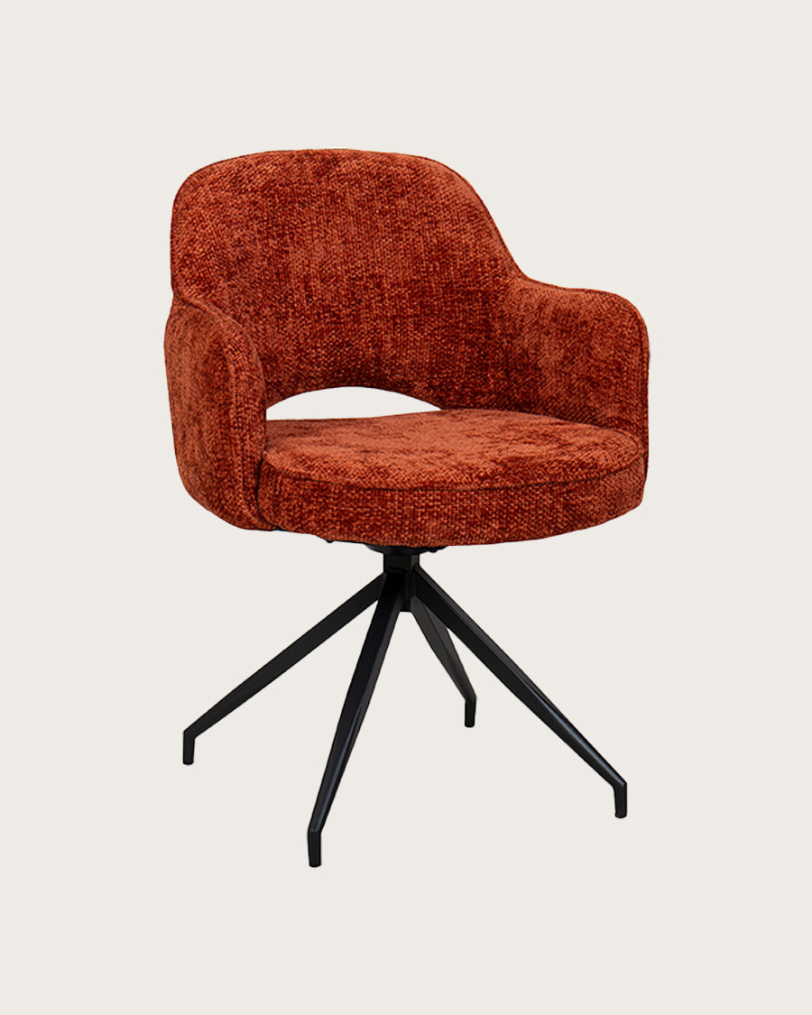 Elba - Lot de 2 chaises en tissu terracotta et pieds métal