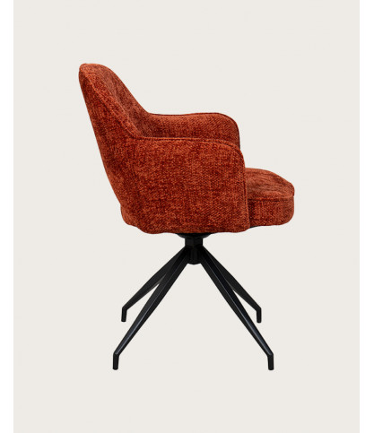 Elba - Chaise en tissu terracotta et pieds métal