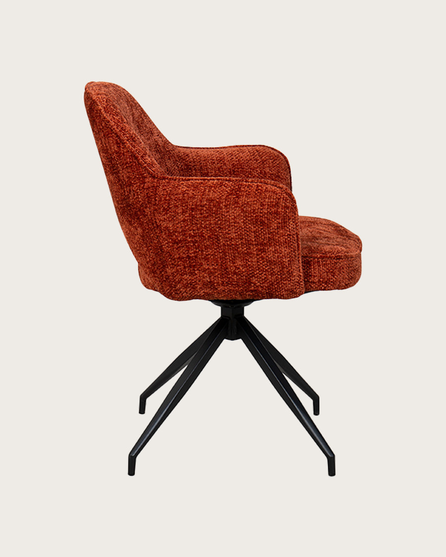 Elba - Chaise en tissu terracotta et pieds métal