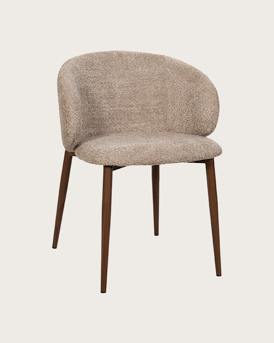 Vera – Stuhl mit Bouclé-Bezug und Metallbeinen