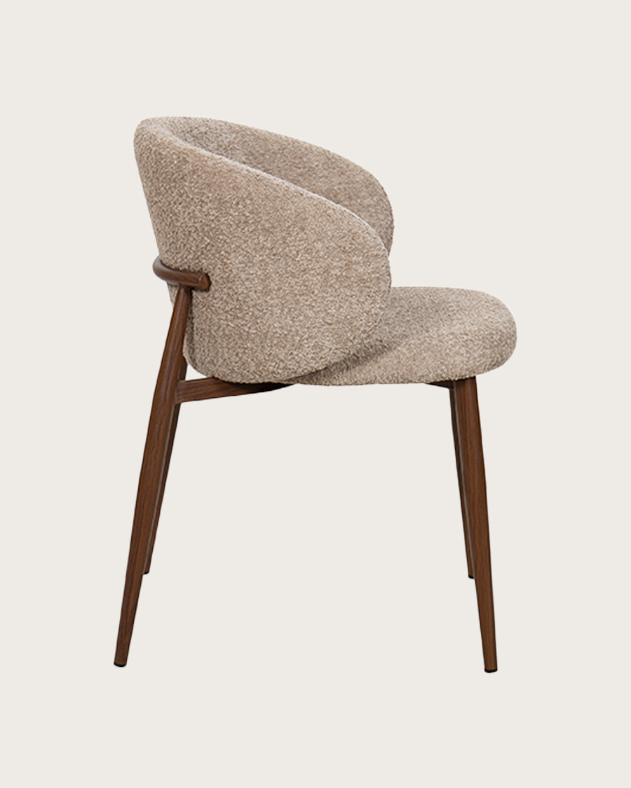 Vera – Stuhl mit Bouclé-Bezug und Metallbeinen