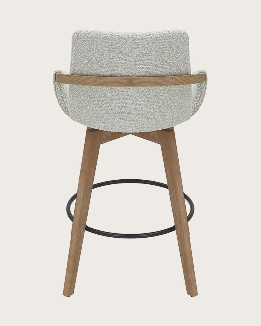 Saly - Silla de bar de rizo y patas de madera