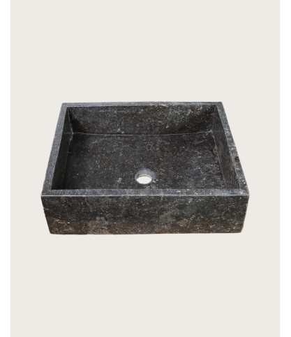 Malka - Rechteckiges Aufsatzwaschbecken Marmor Terrazzo Premium Schwarz