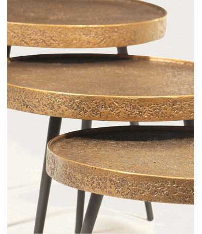 Astrid - Runder Couchtisch aus goldfarbenem Metall
