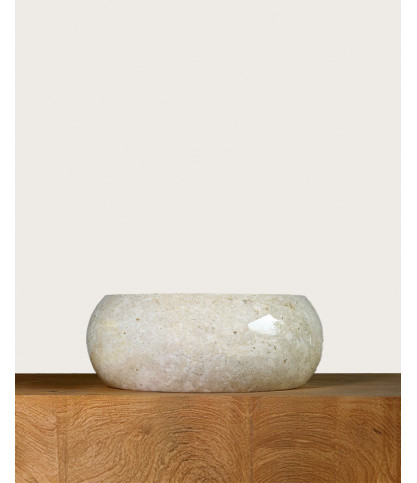 Riana – Beigefarbenes Marmor-Donut-Waschbecken