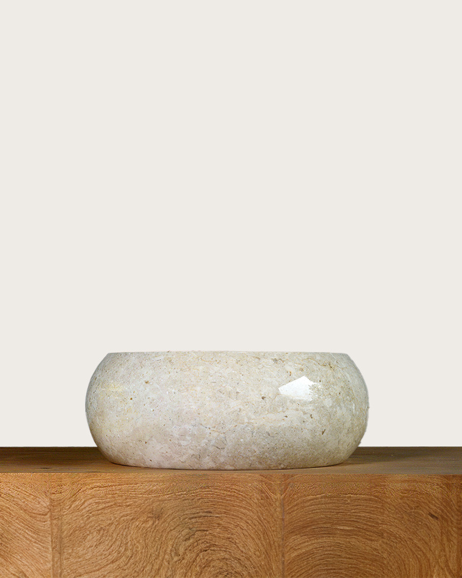 Riana - Beige marmeren donutvormige wastafel