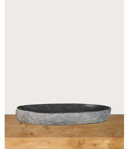 Anta - Lavabo ovalado plano de piedra de río negra