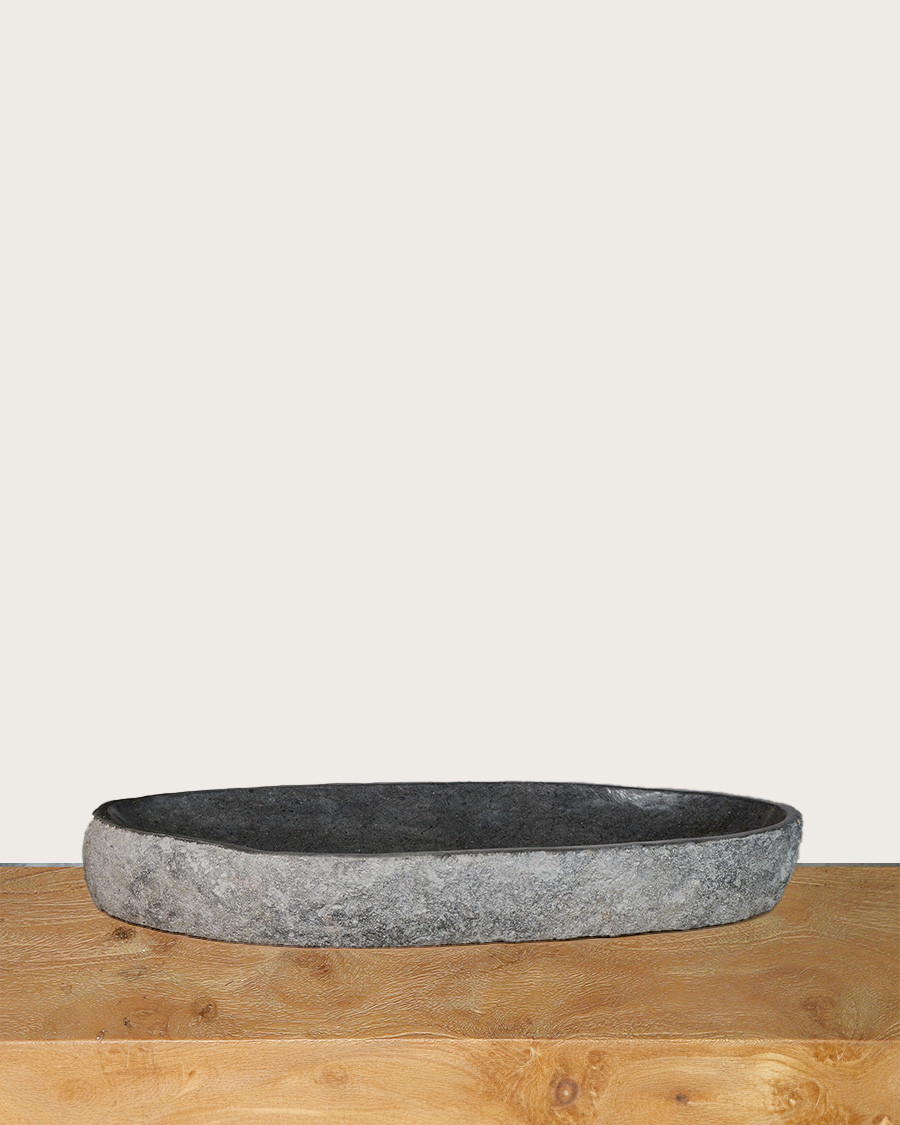 Anta - Flat oval black river stone basin