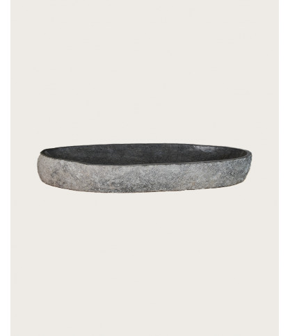 Anta - Lavabo ovalado plano de piedra de río negra