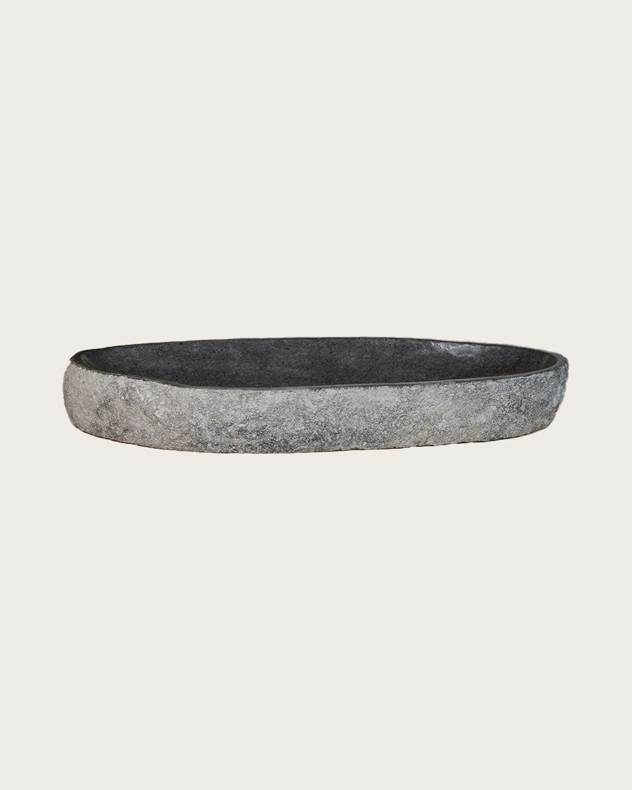 Anta - Lavabo ovalado plano de piedra de río negra