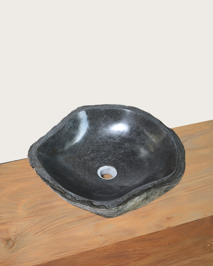copy of Anta - Vasque pierre de rivière plate ovale noire