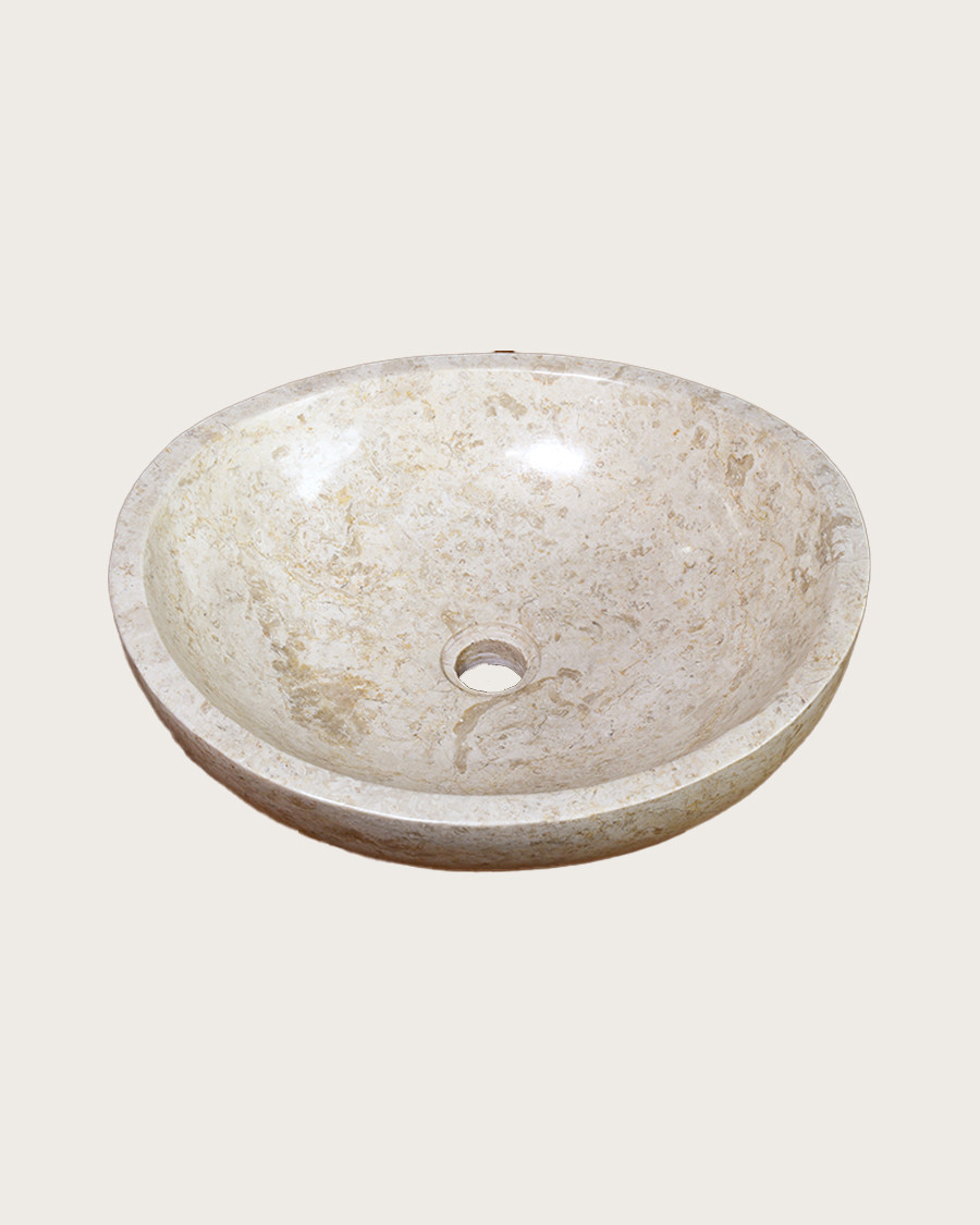 Doram - Oval beige marble washbasin