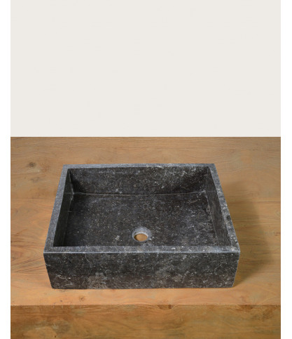 Malka - Rechteckiges Aufsatzwaschbecken Marmor Terrazzo Premium Schwarz