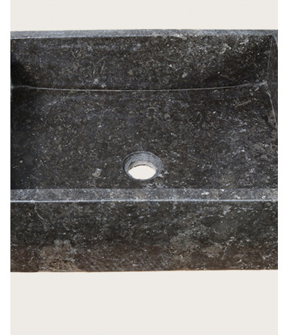 Malka - Lavabo rectangular de encimera en mármol terrazo negro de primera calidad.