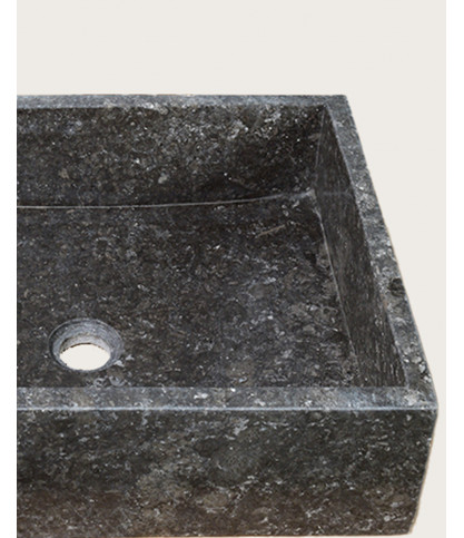 Malka - Rechteckiges Aufsatzwaschbecken Marmor Terrazzo Premium Schwarz