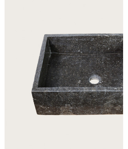 Malka - Rectangular countertop washbasin in premium black terrazzo marble