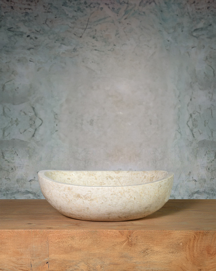 Doram - Oval beige marble basin