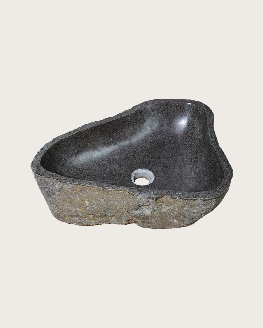 Aima - Waschbecken Flussstein schwarz
