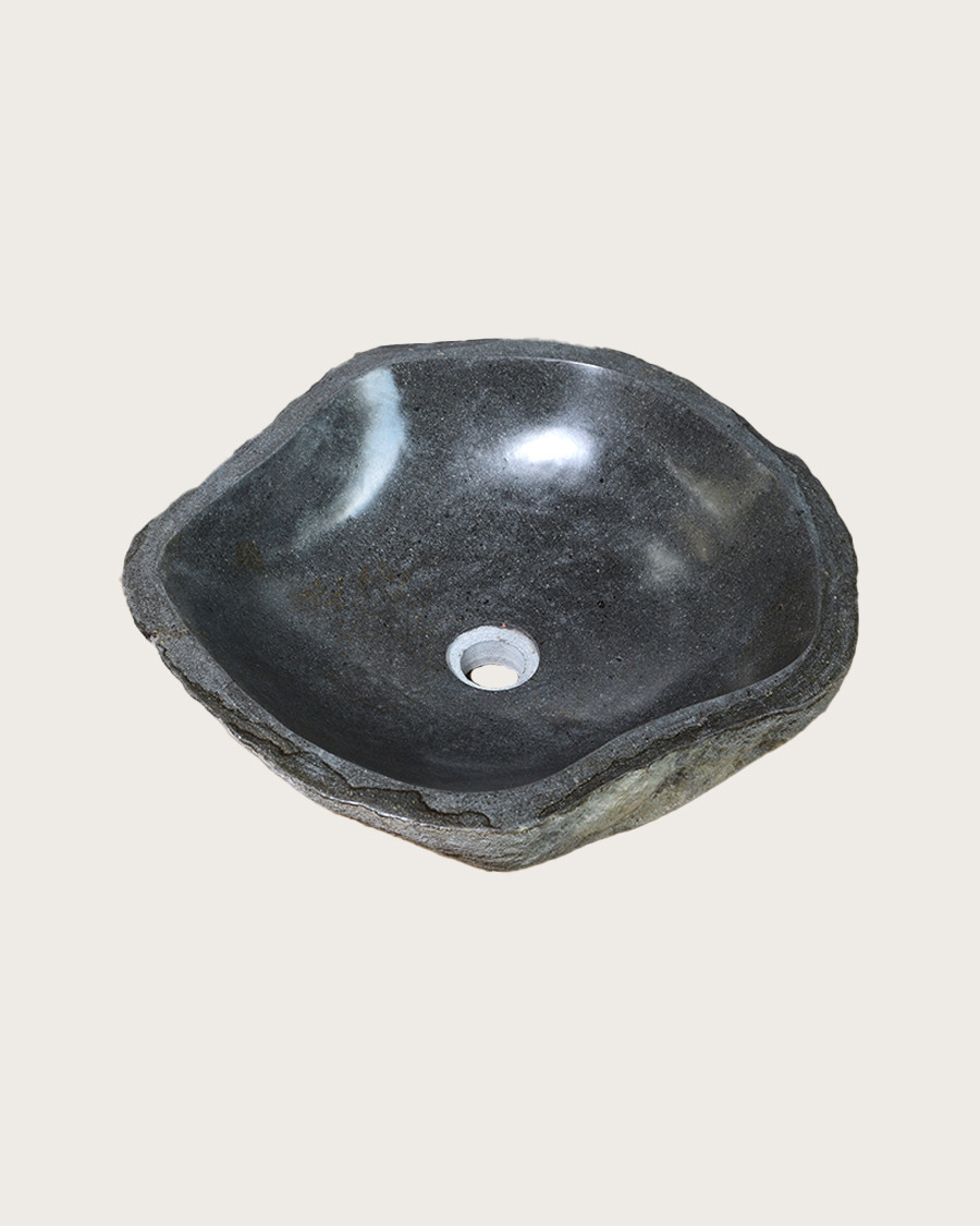 copy of Anta - Vasque pierre de rivière plate ovale noire