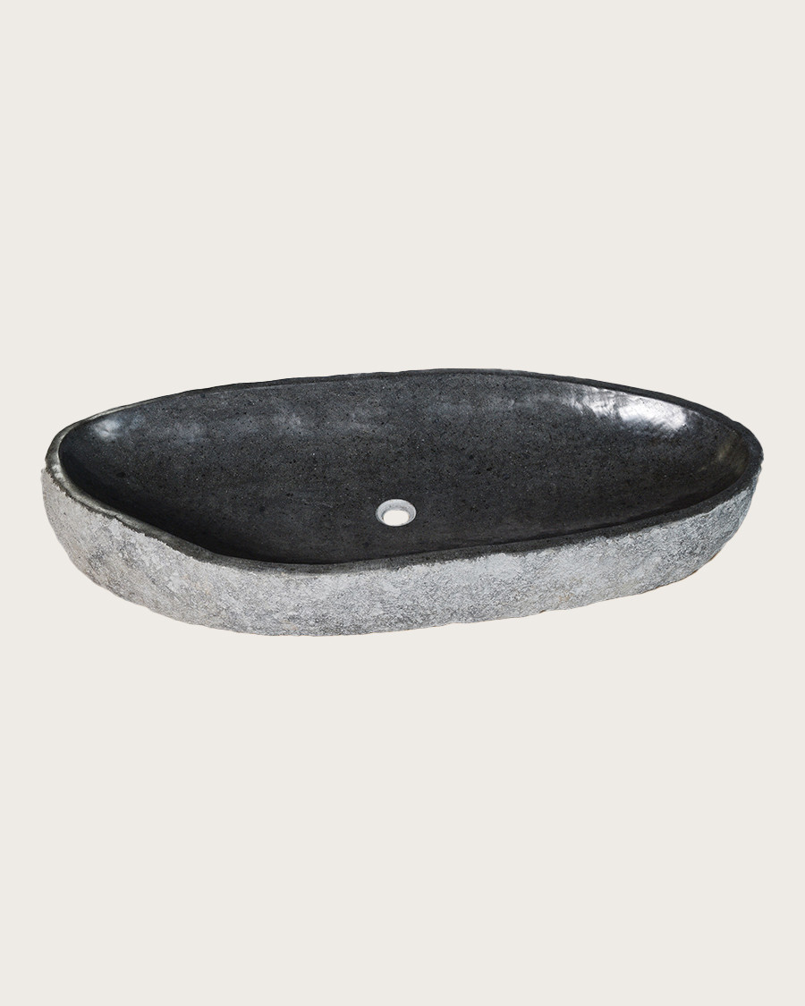 Anta - Flat oval black river stone basin