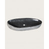 Anta - Waschbecken Flussstein flach oval schwarz