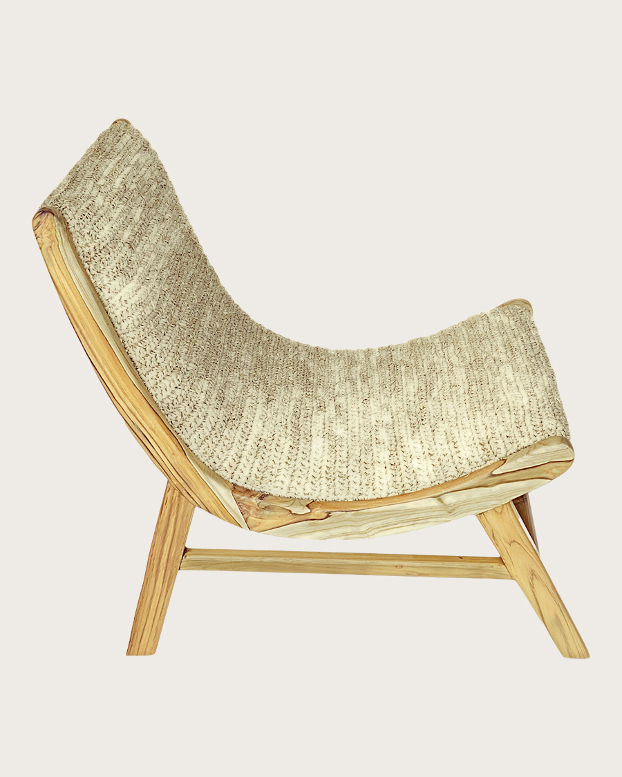 Kaho - Armchair in solid teak and rope
