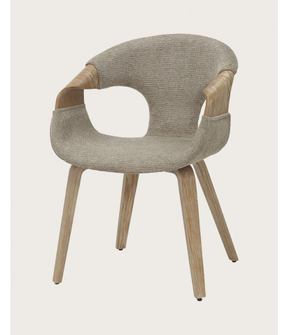 Gazy - chair in taupe fabric and whitewashed wood