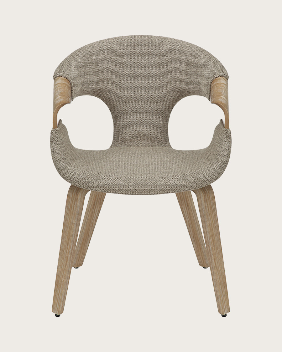 Gazy - chair in taupe fabric and whitewashed wood