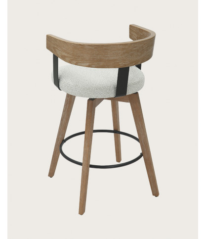 Micha - Taburete de bar de tela con patas de madera