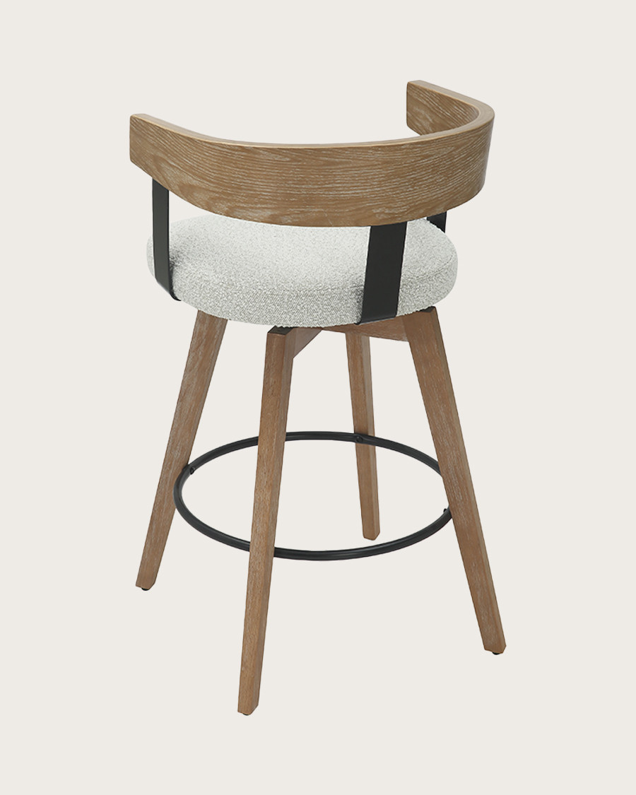 Micha – Barhocker mit Stoffbezug und Holzbeinen