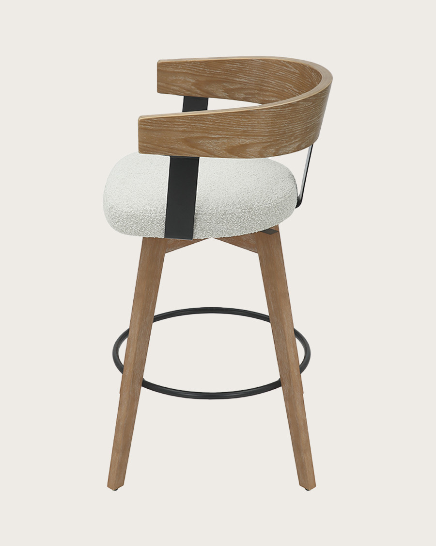 Micha – Barhocker mit Stoffbezug und Holzbeinen