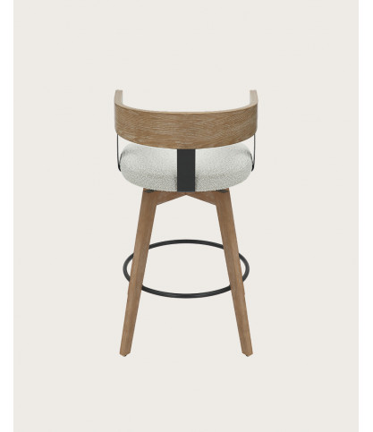 Micha - Taburete de bar de tela con patas de madera