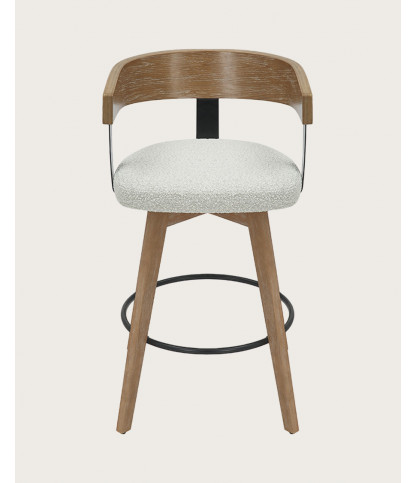 Micha - Silla de bar de tela con patas de madera
