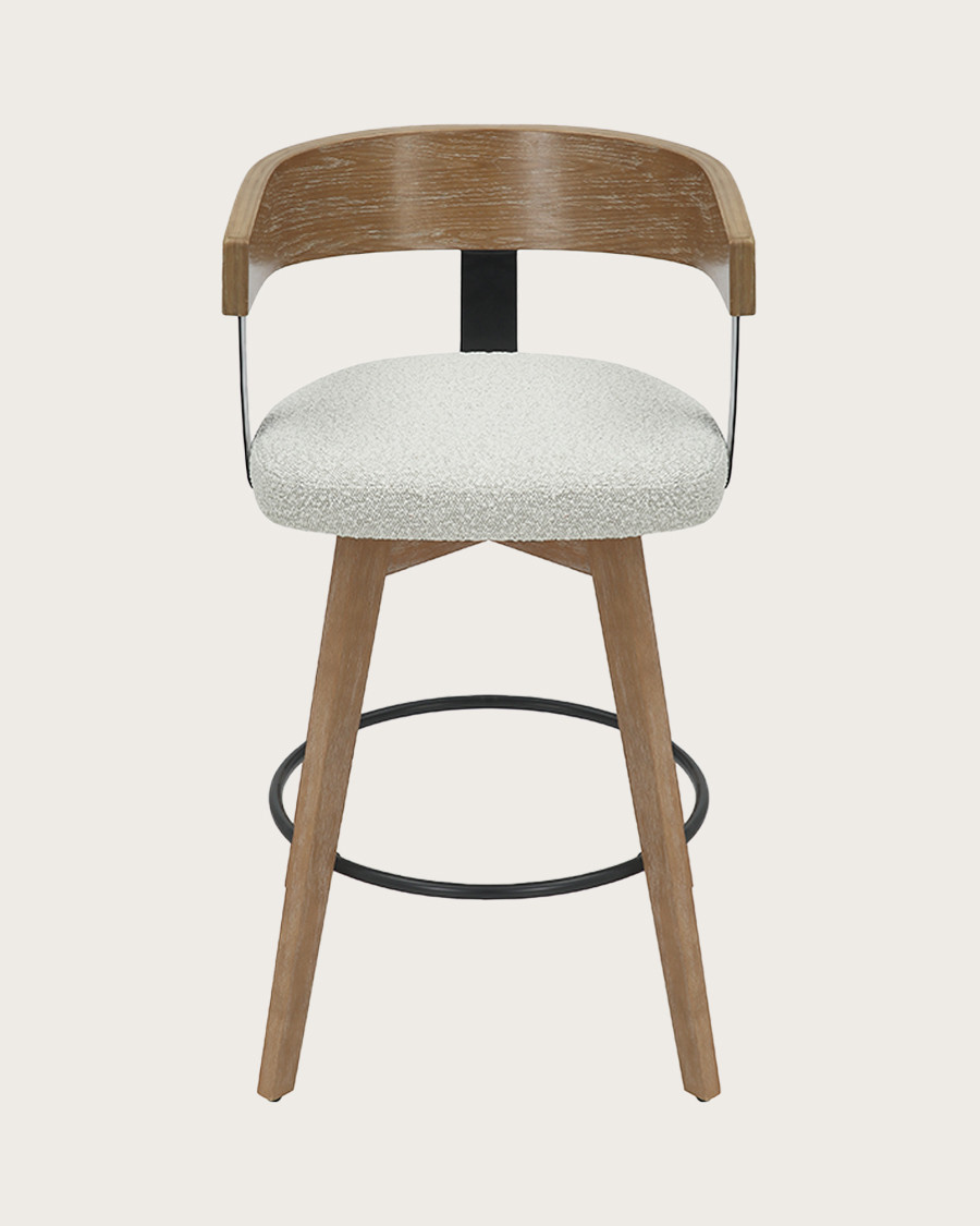Micha - Bar stool in fabric with wooden legs