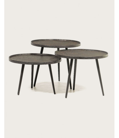 Soccoro - Round nesting coffee table in black metal