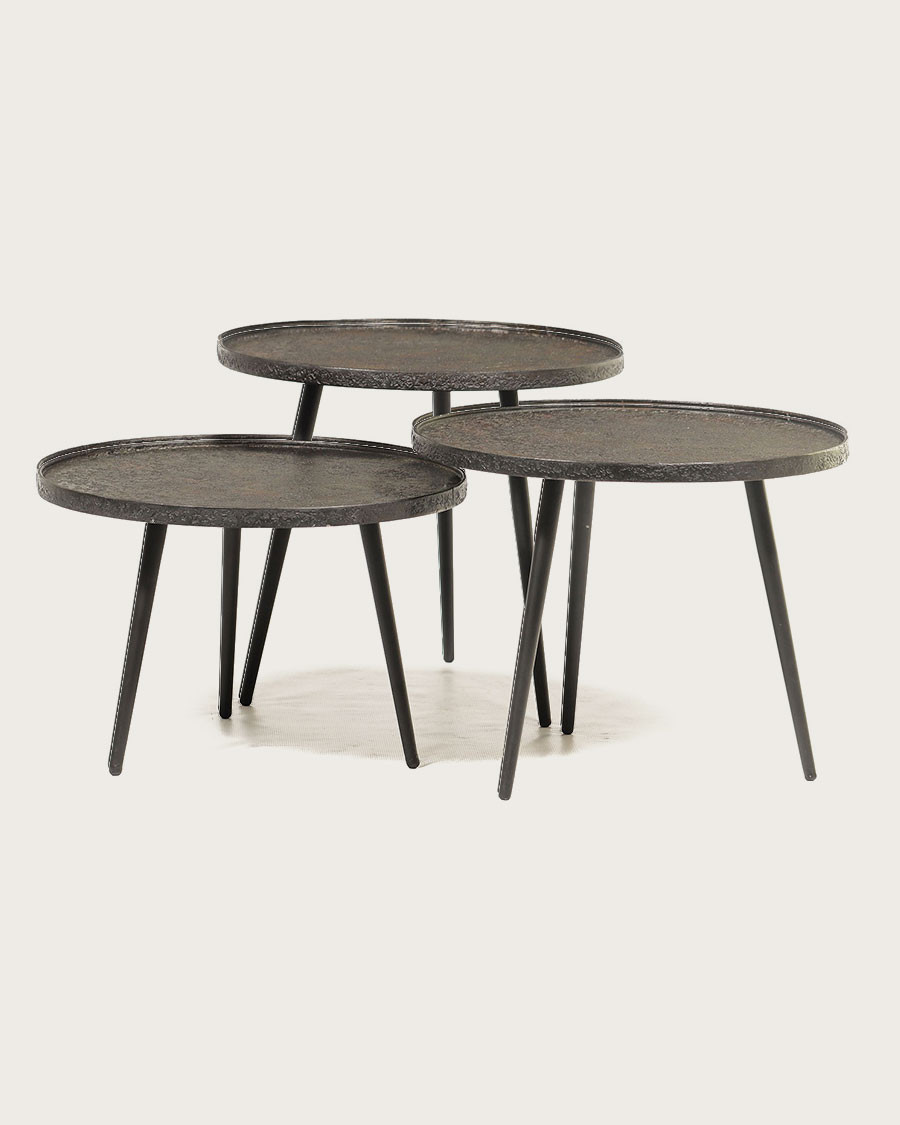 Soccoro - Round nesting coffee table in black metal