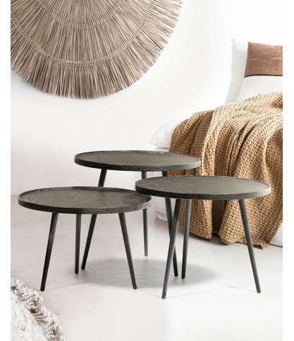 Soccoro - Round nesting coffee table in black metal