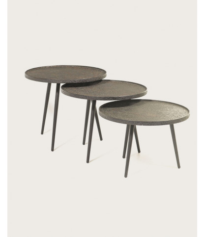 Soccoro - Runder Couchtisch aus schwarzem Metall