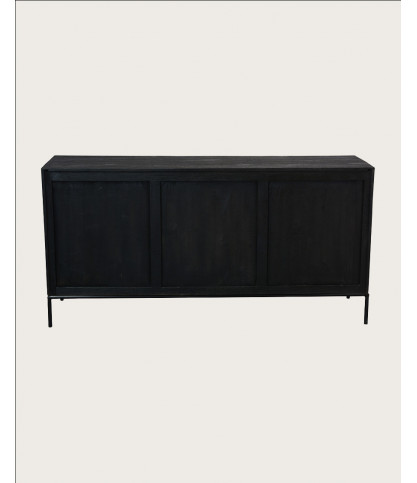 Indra – Niedriges Sideboard aus zweifarbigem Recycling-Teakholz, 160 cm