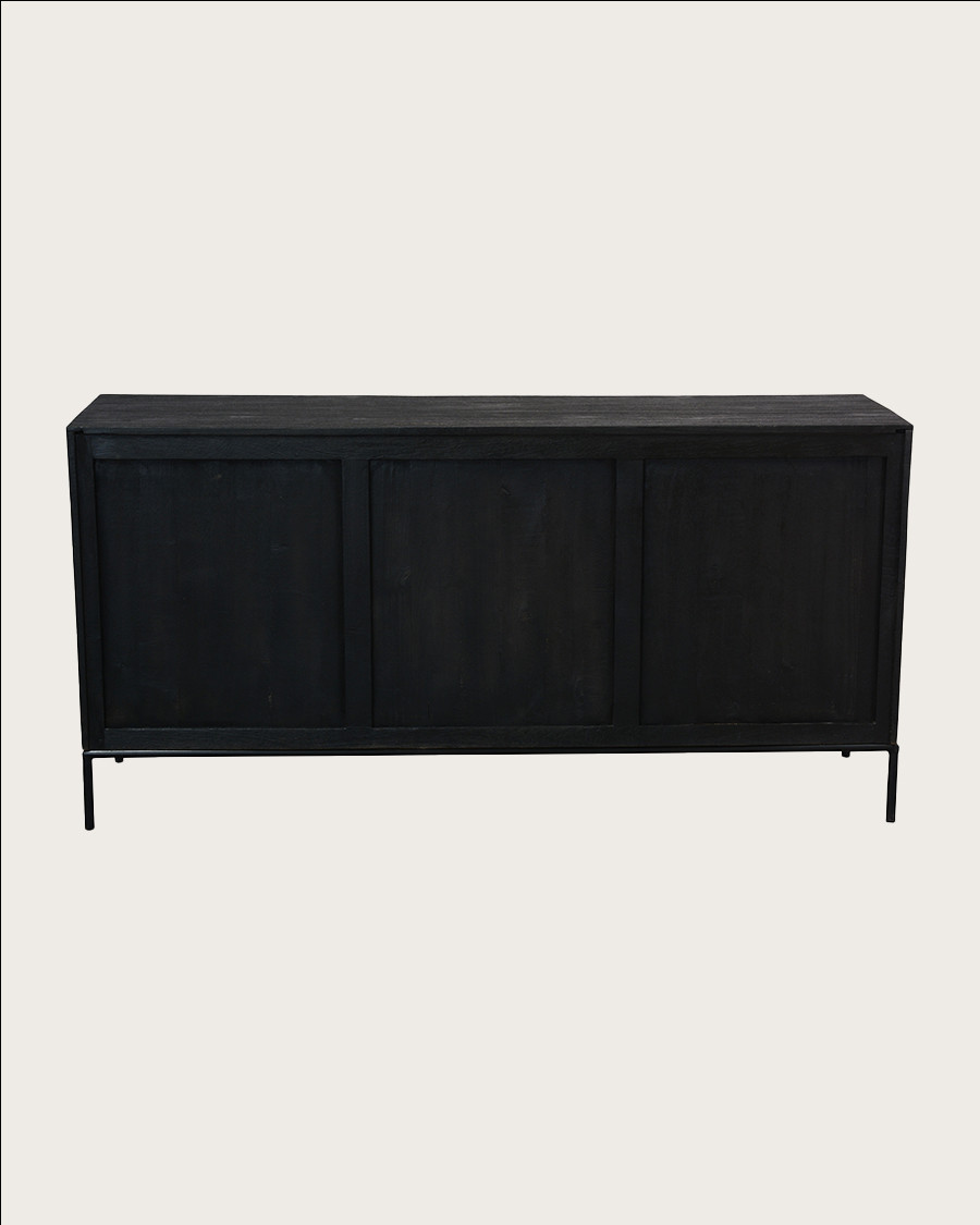 Indra - Niedriges Sideboard aus zweifarbigem recyceltem Teakholz 160 cm